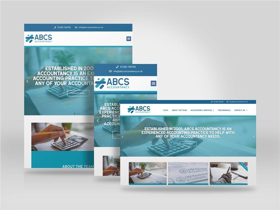 Responsive mockup showing the ABCS Accountancy website on desktop, tablet and mobile