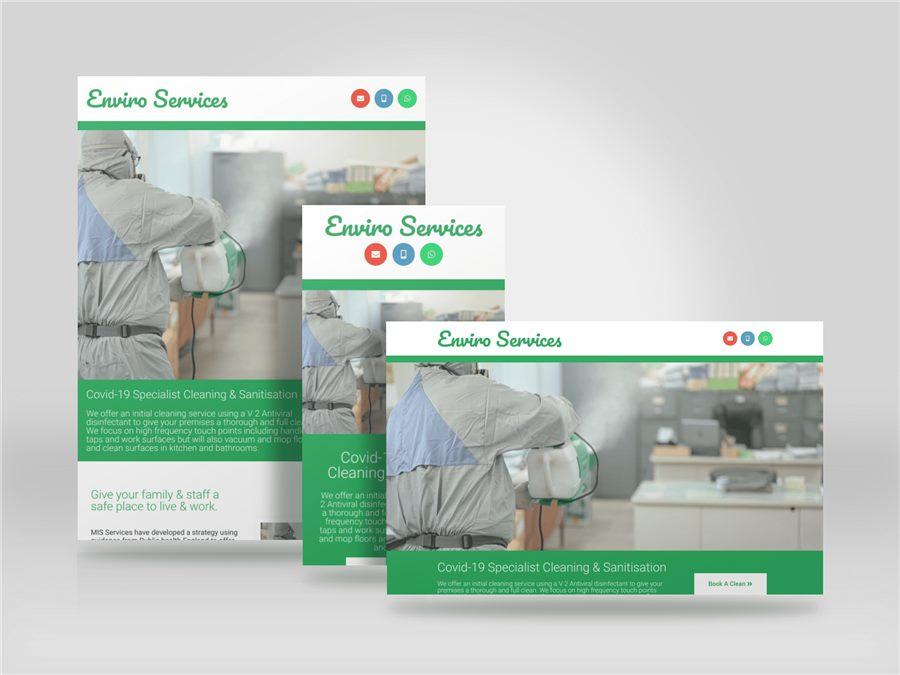 Responsive mockup showing the Enviro Services website on desktop, tablet and mobile